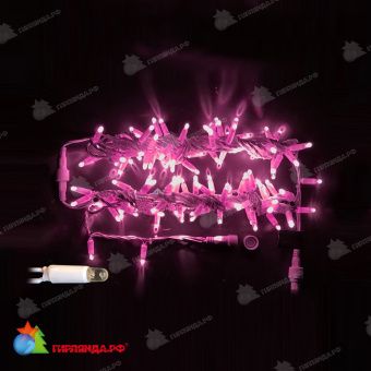Гирлянда Нить, 5+5м., 100 LED, Розовый, с мерцанием, белый провод (пвх). 07-3877
