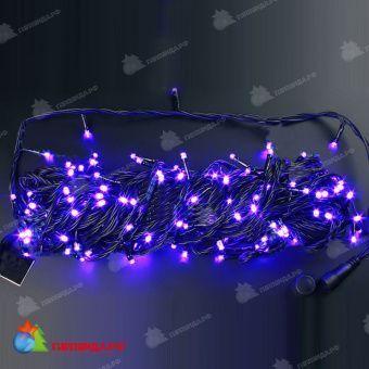 Гирлянда Нить, 20м., 200 LED, Фиолетовый, 8 режимов свечения, белый провод (пвх). 07-3888