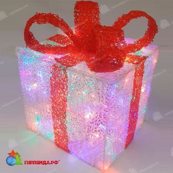 Световая композиция Подарок 50x50 см, розовый, с мерцанием, с защитным колпачком. 07-3966