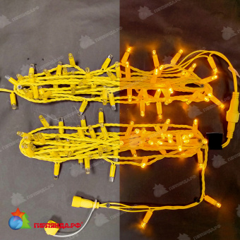 Гирлянда Нить 5+5 м., 100 LED, желтый, без мерцания, желтый пвх провод, с защитным колпачком. 07-5718