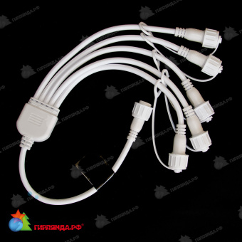 Разветвитель 0.5 м, 5 лучей, 2 pin, 2-х проводной, белый. 07-5728