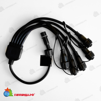 Разветвитель 0.5 м, 5 лучей, 2 pin, 2-х проводной, черный. 07-5729