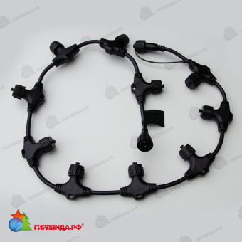 Разветвитель 1 м, 10 лучей, 2 pin, 2-х проводной, черный. 07-5730