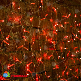 Гирлянда светодиодная Занавес 2x0,8м 160 Led Красный прозрачный пвх IP65 постоянное свечение 230В блок в комплекте 14-2002