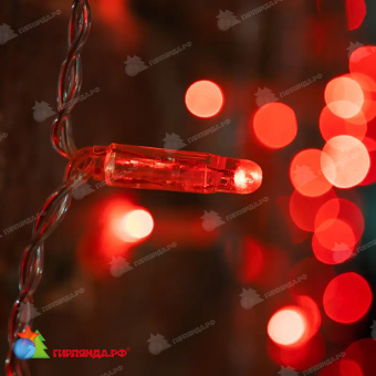 Гирлянда светодиодная Занавес 2х1,5м 192 Led Красный прозрачный пвх IP65 постоянное свечение 230В блок в комплекте 14-2013