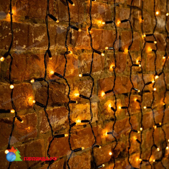 Гирлянда светодиодная Занавес 2х1,5м 360 Led Желтый черный пвх IP65 постоянное свечение 230В блок в комплекте 14-2032