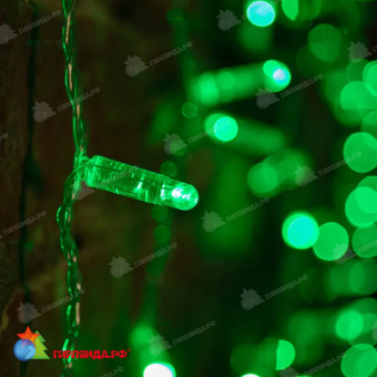 Гирлянда светодиодная Занавес 2х1,5м 360 Led Зеленый прозрачный пвх IP65 постоянное свечение 230В блок в комплекте 14-2036