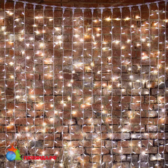 Гирлянда светодиодная Занавес 2х3м 448 Led Холодный Белый прозрачный пвх IP65 эффект мерцания 230В 14-2046