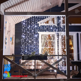 Гирлянда светодиодная Занавес 2х3м 448 Led Холодный Белый прозрачный пвх IP65 эффект мерцания 230В 14-2046
