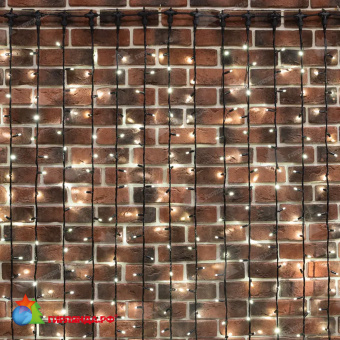 Гирлянда светодиодная Занавес 2х6м 1520 Led Холодный Белый черный пвх IP65 эффект водопада 230В не соединяется контроллер в комплекте 14-2068