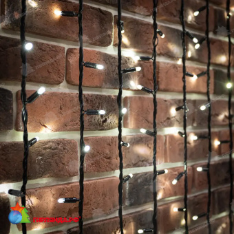 Гирлянда светодиодная Занавес 2х6м 1520 Led Холодный Белый черный пвх IP65 эффект водопада 230В не соединяется контроллер в комплекте 14-2068