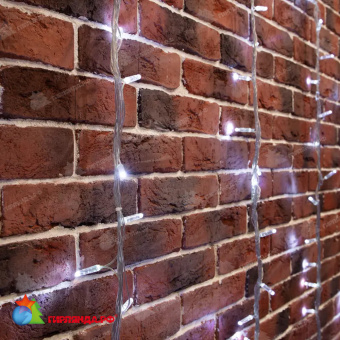 Гирлянда светодиодная Занавес 2х6м 360 Led Холодный Белый прозрачный пвх IP65 эффект водопада 24В не соединяется трансформатор в комплекте 14-2069