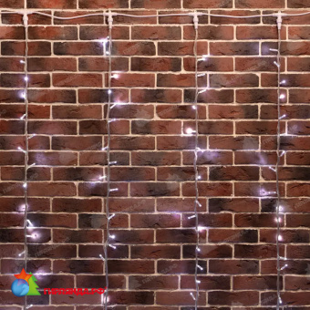 Гирлянда светодиодная Занавес 2х6м 360 Led Холодный Белый прозрачный пвх IP65 эффект водопада 24В не соединяется трансформатор в комплекте 14-2069