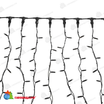 Гирлянда светодиодная Занавес 2х1,5м 360 Led Холодный Белый черный каучук IP67 постоянное свечение 230В блок в комплекте 14-2087