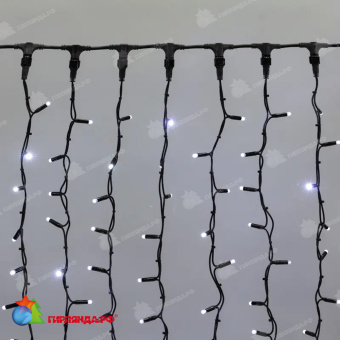 Гирлянда светодиодная Занавес 2х1,5м 360 Led Холодный Белый черный каучук IP67 постоянное свечение 230В блок в комплекте 14-2087
