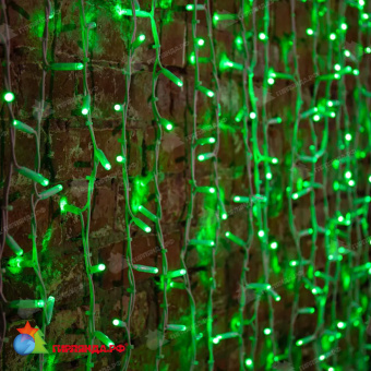 Гирлянда светодиодная Занавес 2х1,5м 360 Led Зеленый белый каучук IP67 постоянное свечение 230В блок в комплекте 14-2088