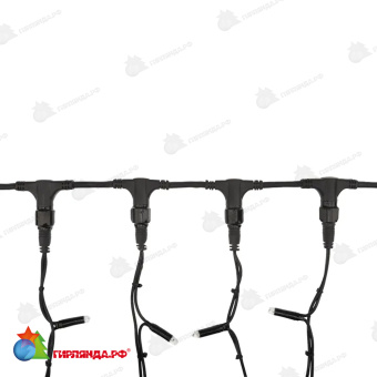 Гирлянда светодиодная Занавес 2х1,5м 360 Led Красный черный каучук IP67 постоянное свечение 230В блок в комплекте 14-2090