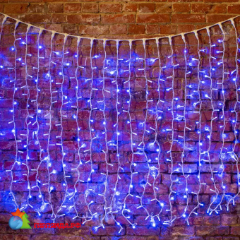 Гирлянда светодиодная Занавес 2х1,5м 360 Led Синий белый каучук IP67 постоянное свечение 230В блок в комплекте 14-2091
