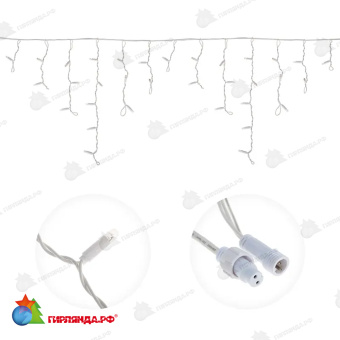 Гирлянда светодиодная Бахрома (Айсикл) 1,8х0,5м 48 Led Холодный Белый пвх IP65 постоянное свечение 230В блок в комплекте 14-2094