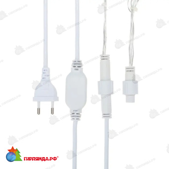 Гирлянда светодиодная Бахрома (Айсикл) 2,4х0,6м 88 Led Холодный Белый прозрачный пвх IP65 постоянное свечение 230В блок в комплекте 14-2102