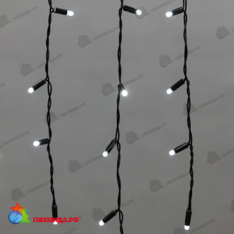 Гирлянда светодиодная Бахрома (Айсикл) 2,4х0,6м 88 Led Холодный Белый черный пвх IP65 постоянное свечение 230В 14-2103