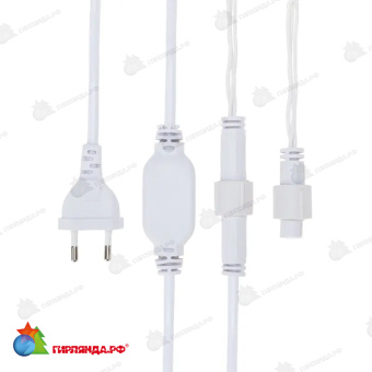 Гирлянда светодиодная Бахрома (Айсикл) 2,4х0,6м 88 Led Теплый Белый белый пвх IP65 постоянное свечение 230В блок в комплекте 14-2109