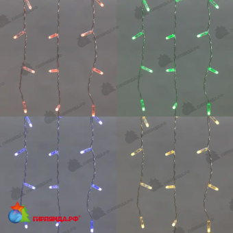 Гирлянда светодиодная Бахрома (Айсикл) 4,8х0,6м 176 Led RGB прозрачный пвх IP65 свечение с динамикой 230В 14-2116