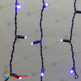 Гирлянда светодиодная Бахрома (Айсикл) 4,8х0,6м 176 Led Синий черный пвх IP65 эффект мерцания 230В 14-2132