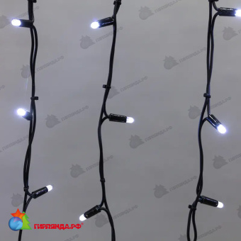 Гирлянда светодиодная Бахрома (Айсикл) 3,2х0,9м 120 Led Холодный Белый черный каучук 3,3мм IP67 постоянное свечение 230В блок в комплекте 14-2141