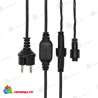 Гирлянда светодиодная Бахрома (Айсикл) 3,2х0,9м 120 Led Холодный Белый черный каучук 3,3мм IP67 постоянное свечение 230В блок в комплекте 14-2141