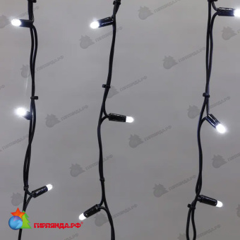 Гирлянда светодиодная Бахрома (Айсикл) 4х0,6м 128 Led Холодный Белый черный каучук 3,3мм IP67 постоянное свечение 230В 14-2148