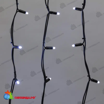 Гирлянда светодиодная Бахрома (Айсикл) 5х0,7м 152 Led Холодный Белый черный каучук 2,3мм IP67 эффект мерцания 230В 14-2164