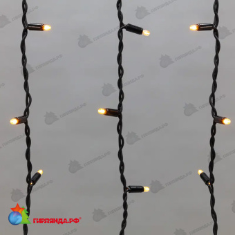 Гирлянда светодиодная Бахрома (Айсикл) 5,6x0,9м 240 Led Желтый черный каучук 2,3мм IP67 постоянное свечение 230В 14-2174