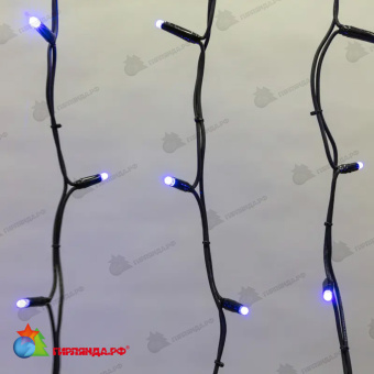 Гирлянда светодиодная Бахрома (Айсикл) 5,6x0,9м 240 Led Синий черный каучук 3,3мм IP67 постоянное свечение 230В блок в комплекте 14-2179