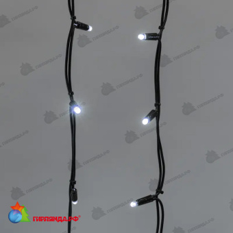 Гирлянда светодиодная Бахрома (Айсикл) 6х1,5м 480 Led Холодный Белый черный каучук 3,3мм IP67 постоянное свечение 230В блок в комплекте 14-2185