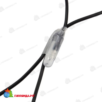 Гирлянда светодиодная Сеть 2х0,7м 176 Led Холодный Белый черный пвх IP65 свечение с динамикой 230В контроллер в комплекте 14-2187