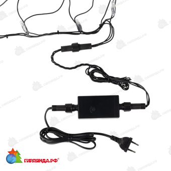 Гирлянда светодиодная Сеть 2х0,7м 176 Led Красный/Синий черный пвх IP65 свечение с динамикой 230В контроллер в комплекте 14-2189