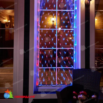 Гирлянда светодиодная Сеть 2х0,7м 176 Led Красный/Синий черный пвх IP65 свечение с динамикой 230В контроллер в комплекте 14-2189
