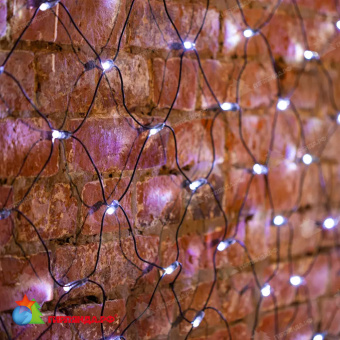 Гирлянда светодиодная Сеть 2,5х2,5м 432 Led Холодный Белый черный пвх IP65 свечение с динамикой 230В контроллер в комплекте 14-2208