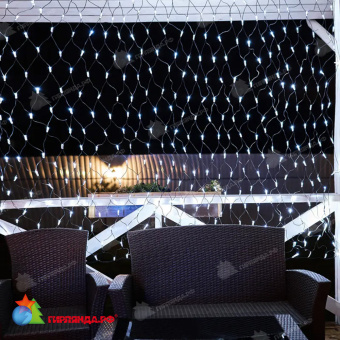 Гирлянда светодиодная Сеть 2,5х2,5м 432 Led Холодный Белый черный пвх IP65 свечение с динамикой 230В контроллер в комплекте 14-2208
