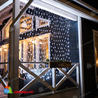 Гирлянда светодиодная Сеть 2,5х2,5м 432 Led Холодный Белый черный пвх IP65 свечение с динамикой 230В контроллер в комплекте 14-2208