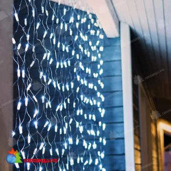 Гирлянда светодиодная Сеть 2,5х2,5м 432 Led Холодный Белый черный пвх IP65 свечение с динамикой 230В контроллер в комплекте 14-2208