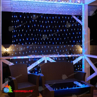 Гирлянда светодиодная Сеть 2,5х2,5м 432 Led Холодный Белый/Синий черный пвх IP65 постоянное свечение 230В блок в комплекте 14-2209
