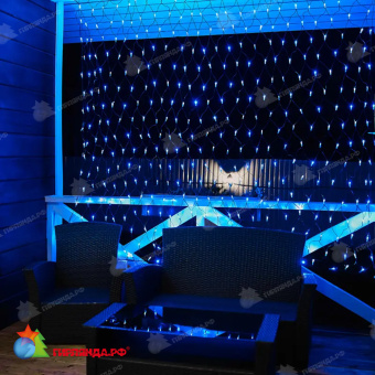 Гирлянда светодиодная Сеть 2,5х2,5м 432 Led Холодный Белый/Синий черный пвх IP65 постоянное свечение 230В блок в комплекте 14-2209
