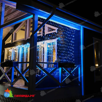 Гирлянда светодиодная Сеть 2,5х2,5м 432 Led Холодный Белый/Синий черный пвх IP65 постоянное свечение 230В блок в комплекте 14-2209