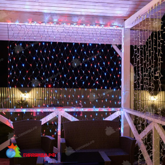 Гирлянда светодиодная Сеть 2,5х2,5м 432 Led Красный/Синий черный пвх IP65 свечение с динамикой 230В контроллер в комплекте 14-2210