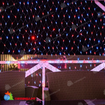 Гирлянда светодиодная Сеть 2,5х2,5м 432 Led Красный/Синий черный пвх IP65 свечение с динамикой 230В контроллер в комплекте 14-2210