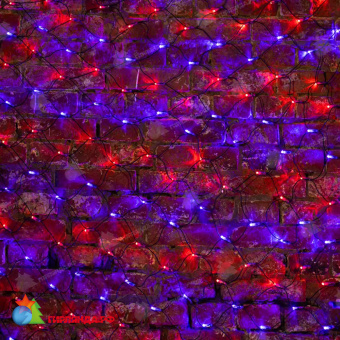 Гирлянда светодиодная Сеть 2,5х2,5м 432 Led Красный/Синий черный пвх IP65 свечение с динамикой 230В контроллер в комплекте 14-2210
