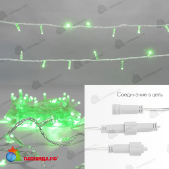 Гирлянда светодиодная Нить 10м 100 Led Зеленый прозрачный пвх IP65 эффект мерцания 230В соединяется 14-2241