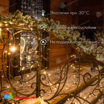 Гирлянда светодиодная Нить 10м 100 Led Синий прозрачный пвх IP65 эффект мерцания 230В соединяется 14-2257